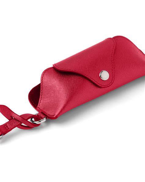 Fiery Red Saffiano Leather Glasses Case 